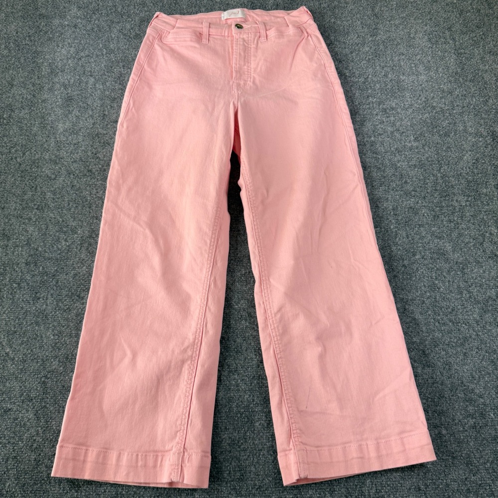 Jen7 Wide Leg Cropped Relaxed High Rise Fit Pants Women 27 Pink Barbiecore